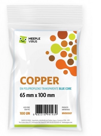 Sleeves Copper Blue Core 65 x 100mm (100 Unidades) - Meeple Vírus