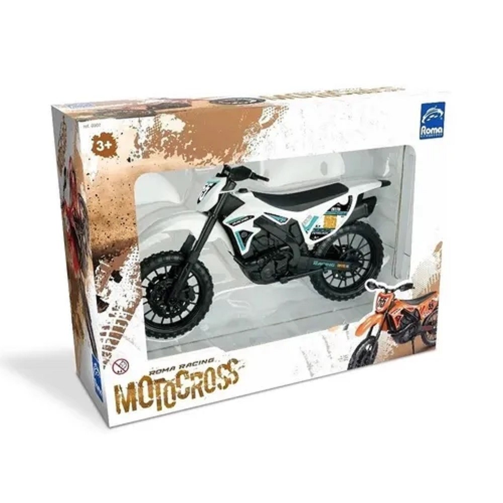 Brinquedo Moto Motocross Racing Branco - Roma