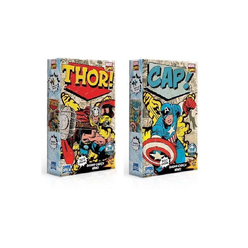 Kit 2 Quebra-Cabeça Nano 500 peças cada - Marvel Comics - Toyster