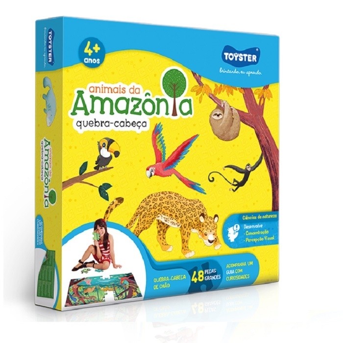 Quebra-Cabeça 48 peças Grandão Animais da Amazônia - Toyster