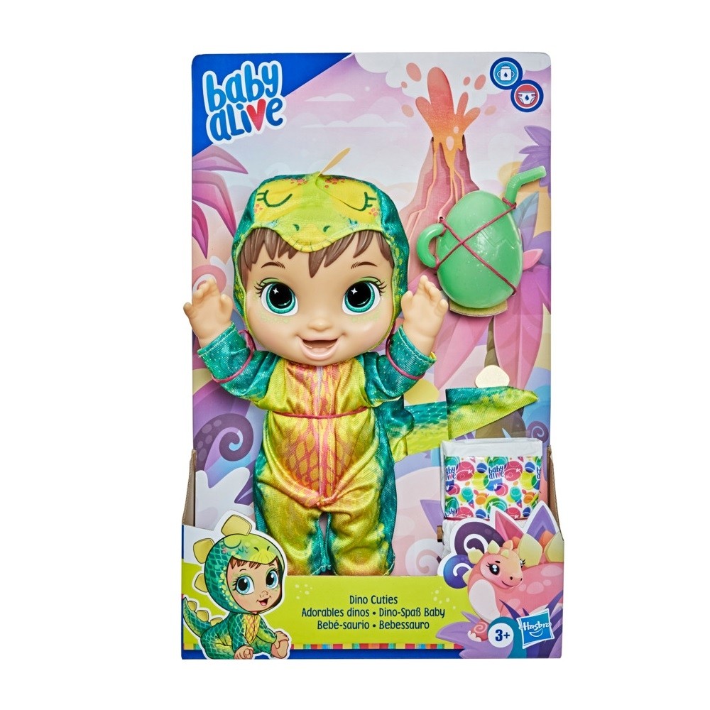 Boneca Baby Alive - Dino Cuties Morena - Hasbro