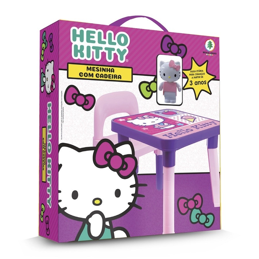 Hello Kitty - Mesinha com Cadeira Infantil e Boneca - Monte Líbano 