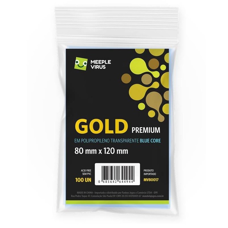 Sleeves Gold Premium 80 x 120 Blue Core - Meeple Virus