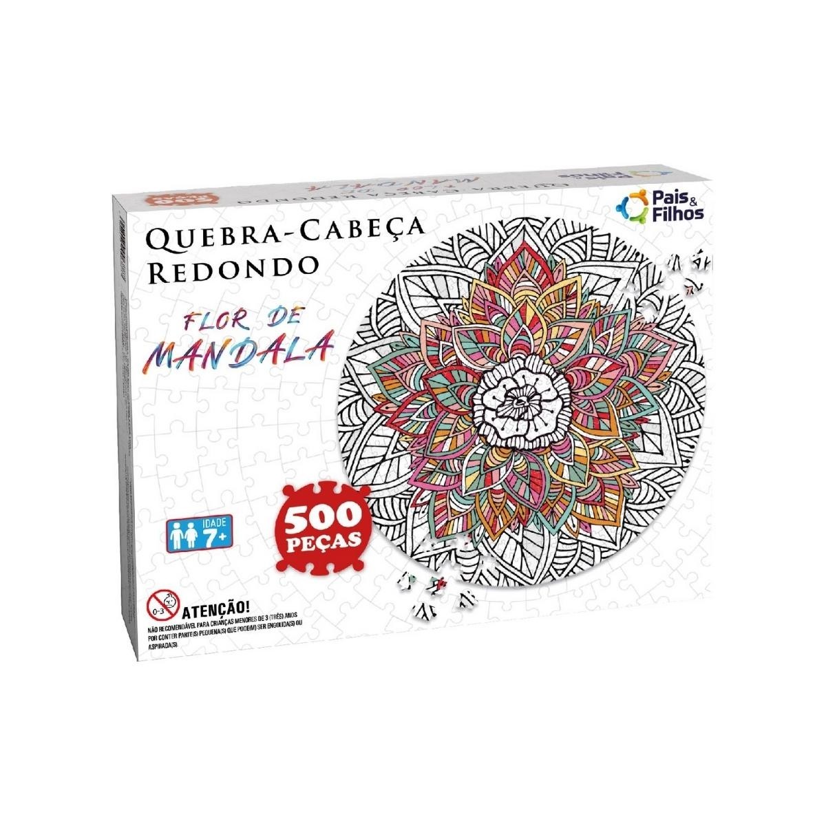 Quebra-Cabeça Redondo 500 peças Flor de Mandala - Pais e Filhos