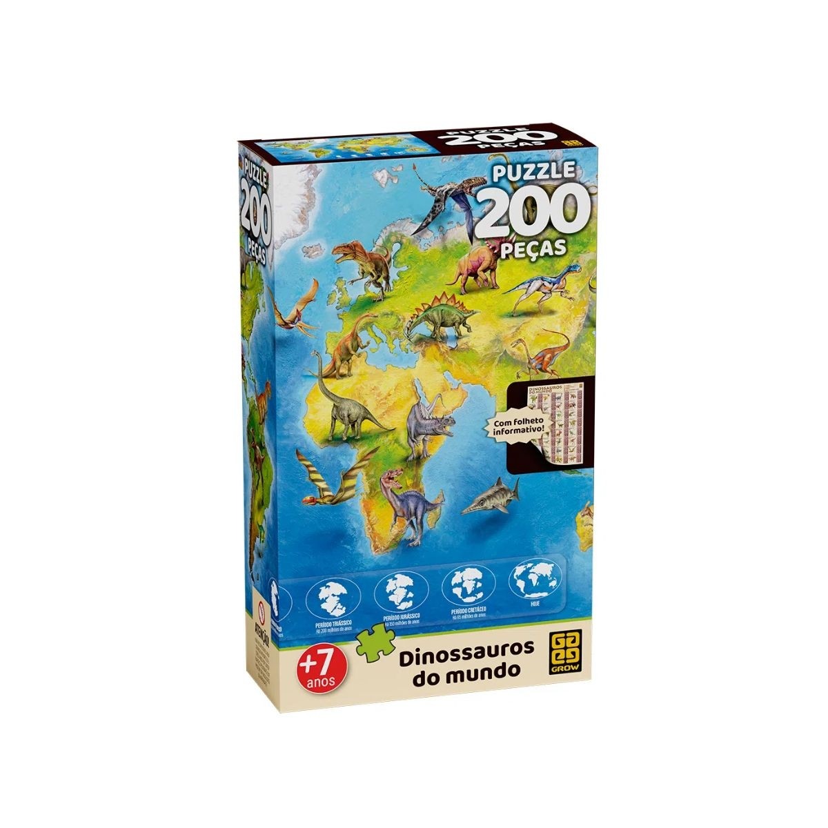 Puzzle 200 peças Dinossauros do Mundo - Grow