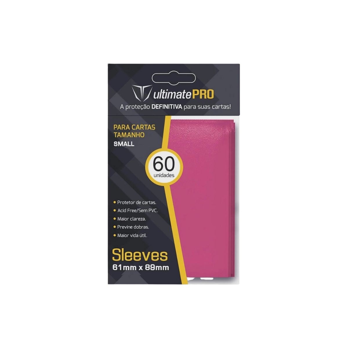 Sleeves Small 61x 88mm para YuGiOh  c/ 60  Rosa - Ultimate Pro