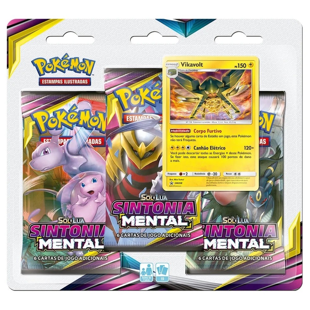 Triple Pack Pokémon Vikavolt Sol e Lua 11 Sintonia Mental - Copag