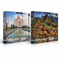 Kit 2 Quebra-Cabeças 500 peças- Machu Picchu  e Taj Mahal - Toyster