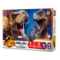 Quebra Cabeça 100 peças - Jurassic World - Batalha dos Gigantes - Mimo Toys