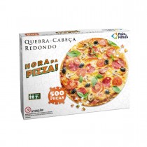 Quebra-Cabeça Redondo 500 peças Pizza - Pais e Filhos