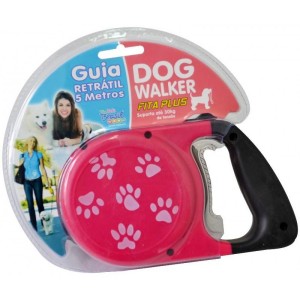 Guia Retrátil Dog Walker Plus Rosa- São Pet 